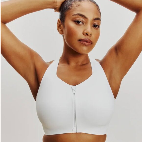 Knix Catalyst Front Zip White Sports Bra - Picture 1 of 8